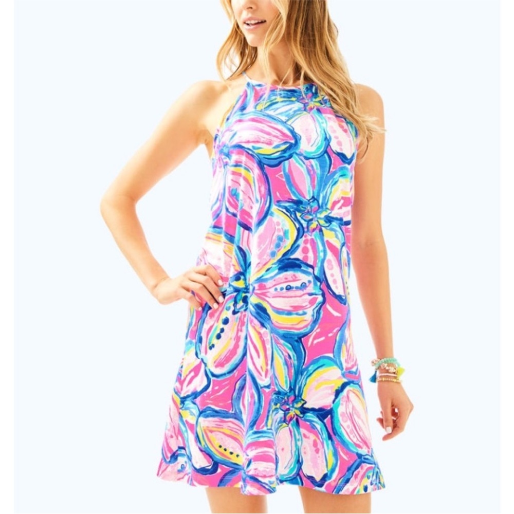 Lilly Pulitzer Margot Swing Dress SZ XS Pink Sunset The Sunny Side